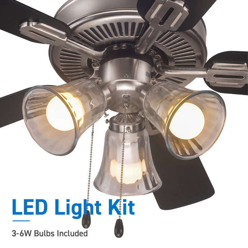 42'' Brushed Nickel Ceiling Fan with Reversible Blades and LED Lights