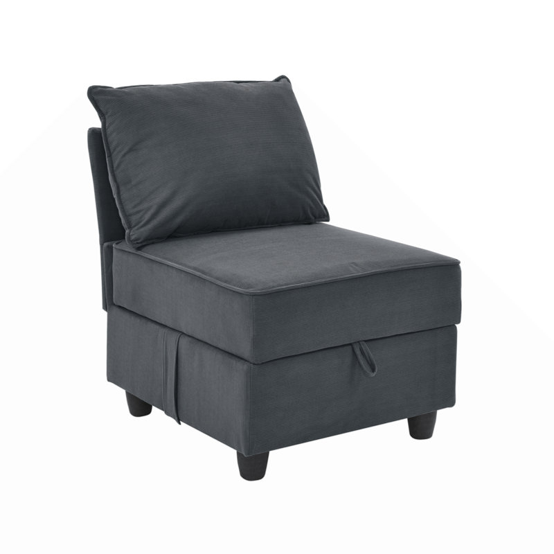 Fauteuil d'appoint sans accoudoirs, velours côtelé