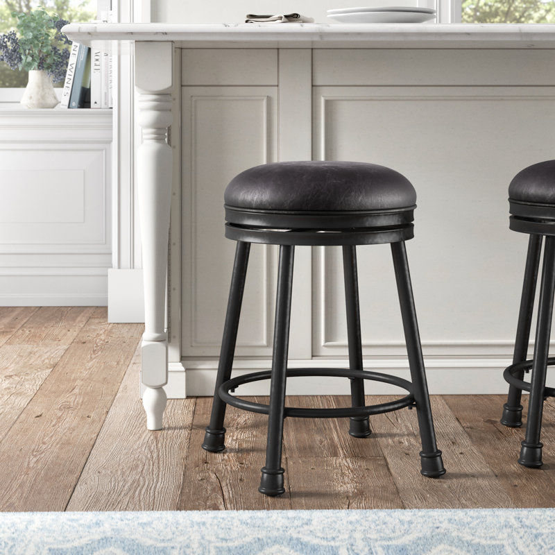 Giselle Swivel Upholstered Counter Stool with Metal Frame