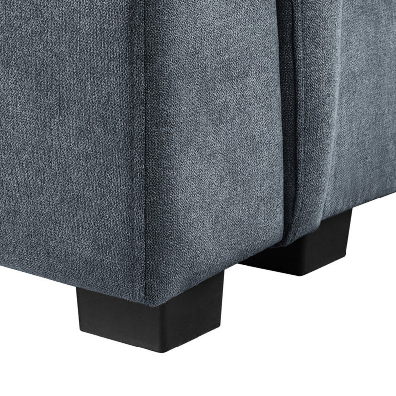 119" Gray Woven Fabric 7-Seater Sectional Sofa With Ottoman
