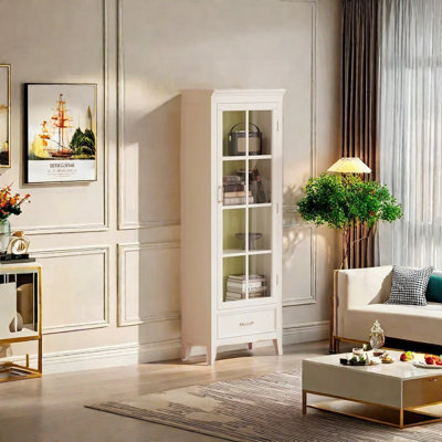 Dust-proof glass-door floor-to-ceiling multi-tier bookshelf