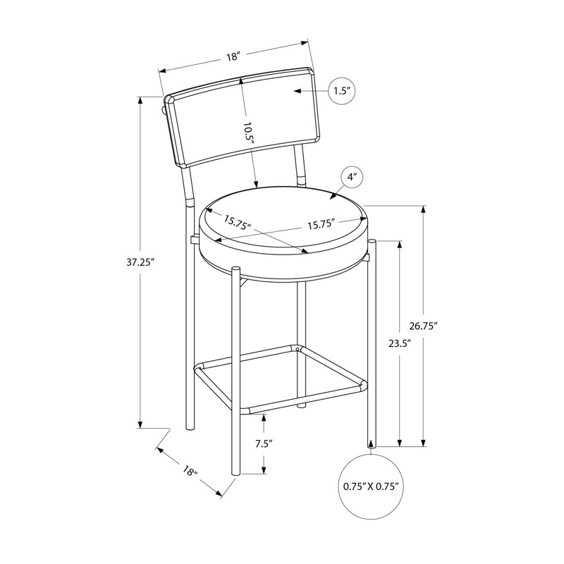 2 pièces tabouret de bar, hauteur de comptoir, cuisine, aspect cuir, Noir