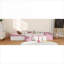 Grand lit de jour rembourré en velours grand format, design contrastant avec repose-pieds avec rangement et escalier facile, rose et blanc doux