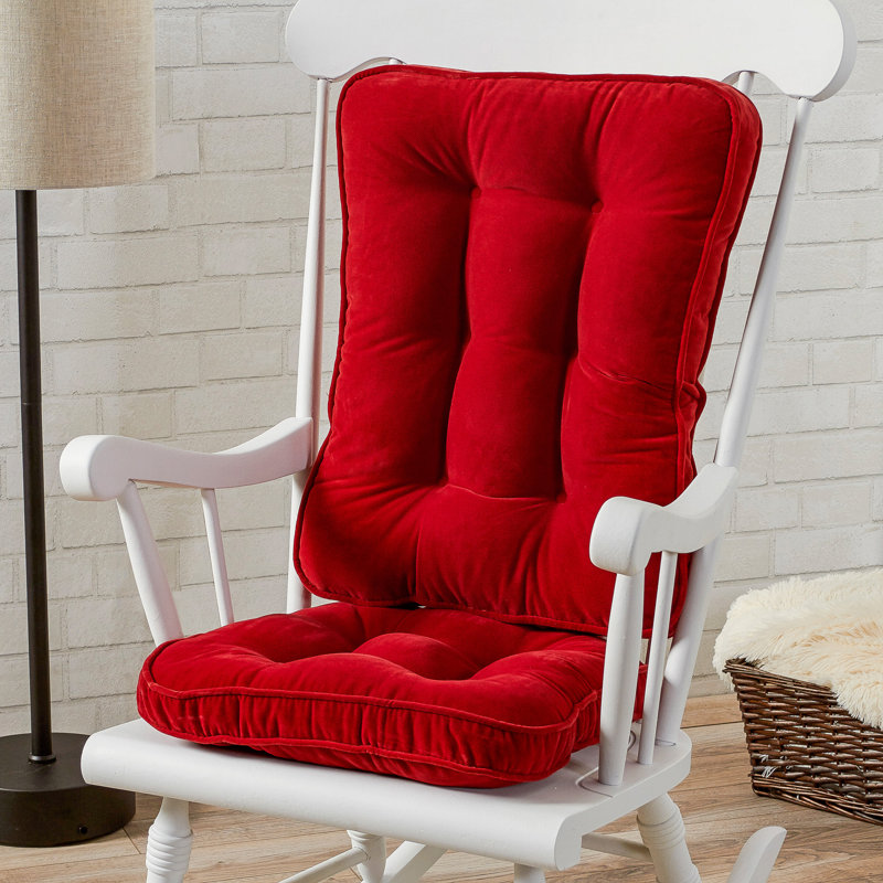 Ensemble de coussins de chaise berçante réversible en microfibre, L 22 po x P 17 po, Rouge écarlate