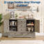 Buffet 47 po avec 5 tiroirs et 2 portes, crédence de style ferme moderne pour cuisine, salle à manger et salon-129908410