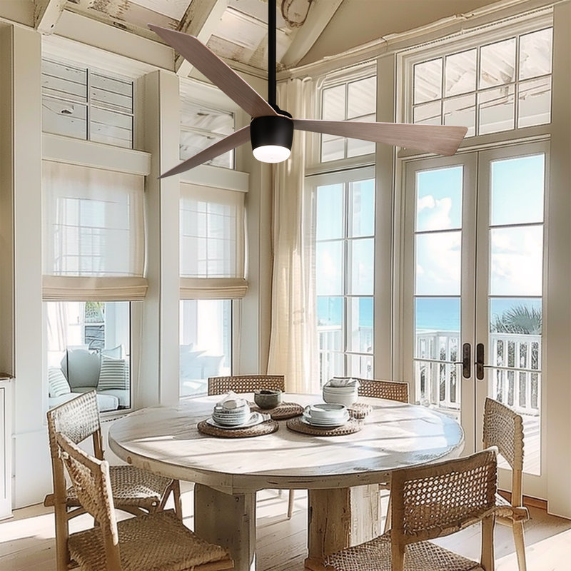 Elavan 52" Led Indoor/outdoor Ceiling Fan, Brown Wood, Bronze
