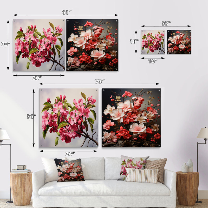 Pomme rose en fleur Elegance, H 16 po x l 33 po
