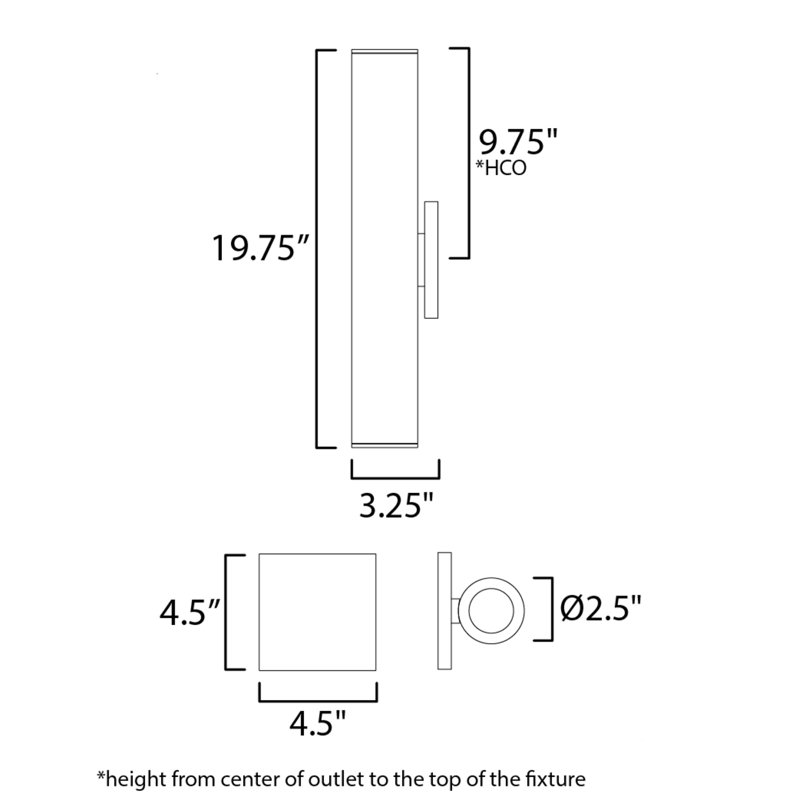Loziena Aluminum LED Wall Light, 19.75" H x 2.5" W x 3.25" D