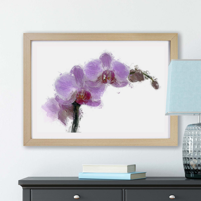 Purple Orchids in Bloom - Framed Print, Oak, 33cm H x 45cm W x 2cm D
