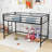 Annetrude Twin Size Metal Loft With Ladder, Safety Guardrails