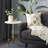 White Marble Side End Accent Table with Gold Inlay and Scrolled Base, 18" x 18" x 25"-2138734435