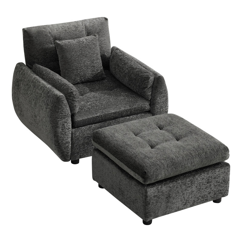 Ensemble de fauteuil d'appoint avec repose-pieds, Oui, Gris foncé