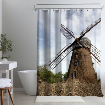 Shower Curtain PH5 – Polyester Shower Curtain, Dye Sublimation Print, 71" W × 74" L