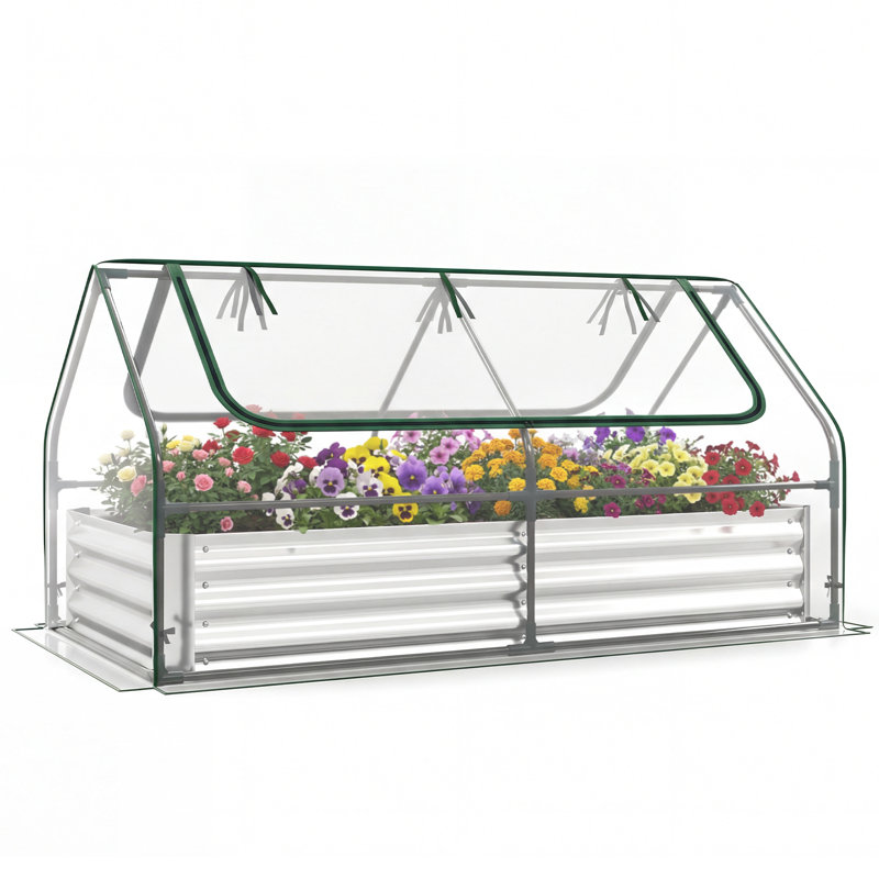 Raised Garden Bed, Silver/Clear