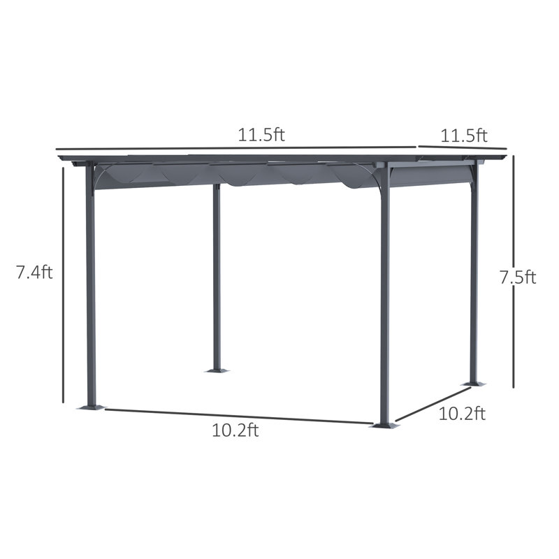 11.5' X Backyard Pergola Canopy - - Sun Shade For Garden, Patio, Grill Gray Steel, Versatile Use Garden With Rust- Steel Structure Backyard,