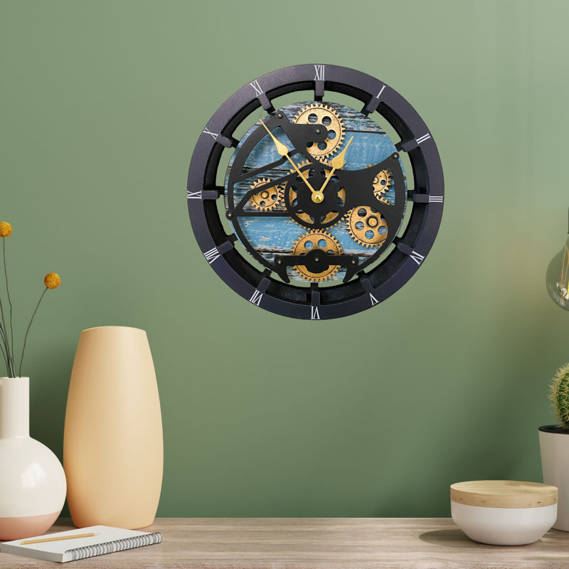 Wood Wall Clock, Aqua Green