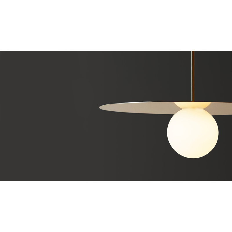 Bola Disc Pendant, Brass, 14" H x 18" W x 18" D