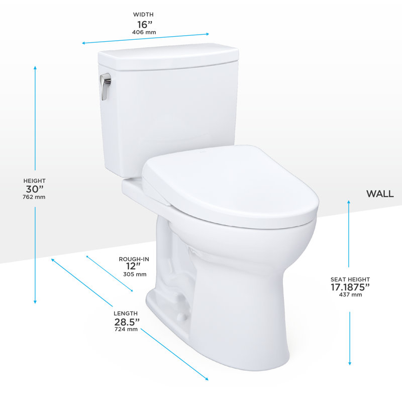 Drake® II 1 GPF Auto Flush Elongated Floor Mounted 101.6 lbs Weight Two-Piece Toilet (Seat Included)