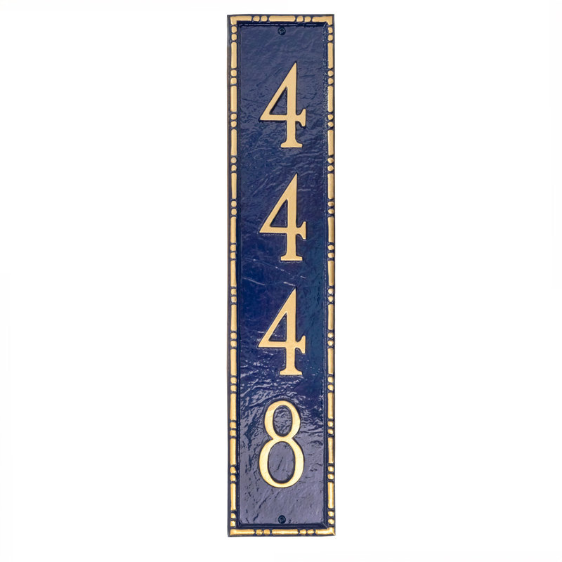 Plaque d’adresse murale sur 5 lignes Lincoln, Bleu marine / doré