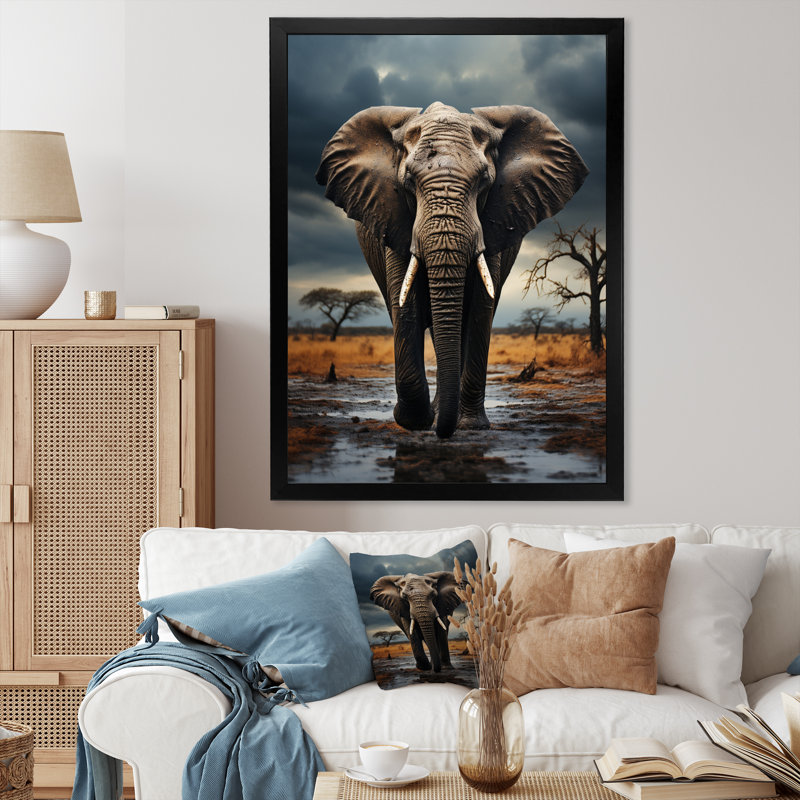 «Dangira Elephant Tales From Afar», reproduction sur toile, Cadre photo noir, H 20 po x l 12 po x P 1 po