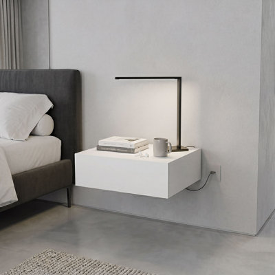 Vienna Floating Nightstand, Sleek Wall-Mounted Design With Spacious Drawer Storage