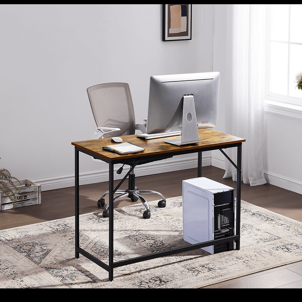 17 Stories Computer Desk, Industrial Style Study Desk With Black Frame Wayfair Canada