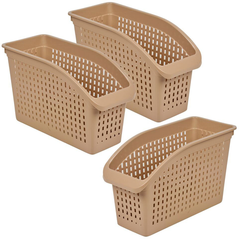 3 Pc Tall Plastic Fridge Cupboard Tidy Organiser Baskets Storage Container Racks