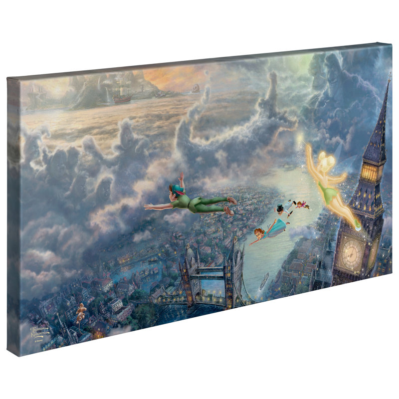 «Disney Tinker Bell And Peter Pan Fly To Neverland» par Thomas Kinkade Studios - impression
