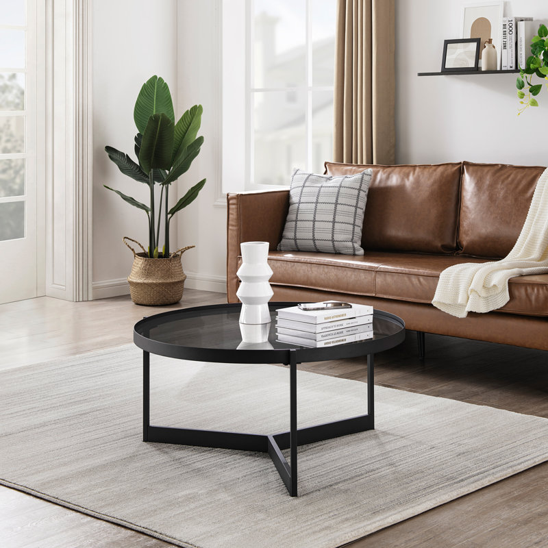 Three Leg Coffee Table, Black/Smoked Glass