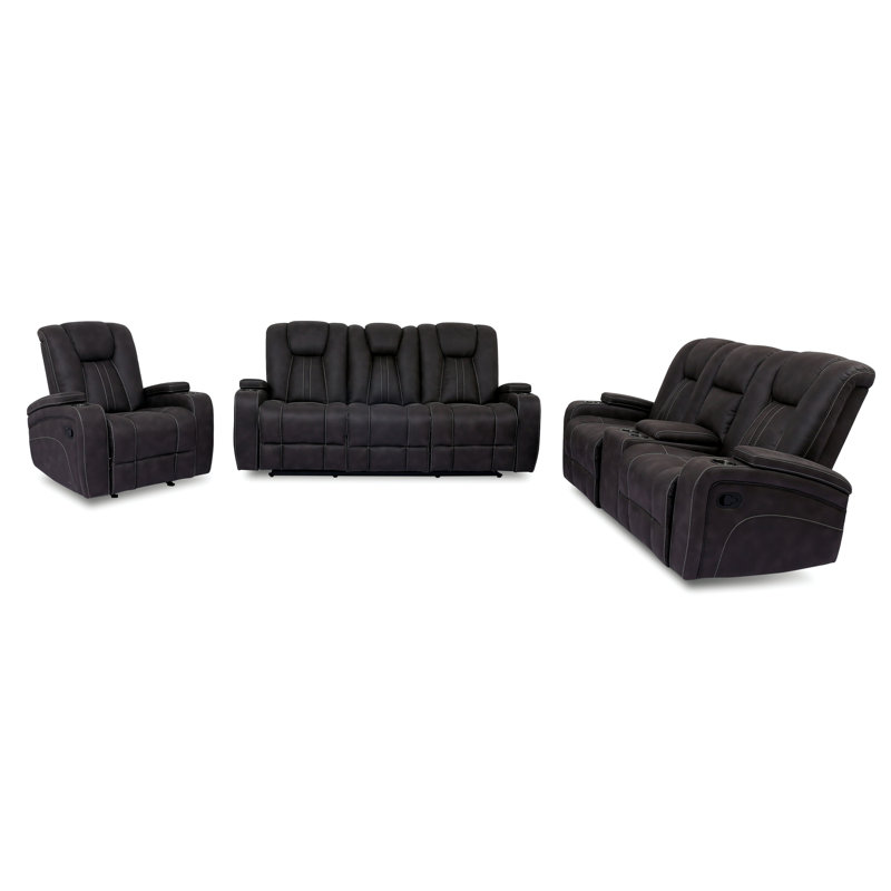 Ensemble de salon inclinable en similicuir 2 pièces Bindi, 3 pièces
