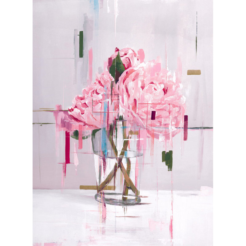 Peonies Vase Print by Hong, Hoa, 47" H x 35" W, White Framed