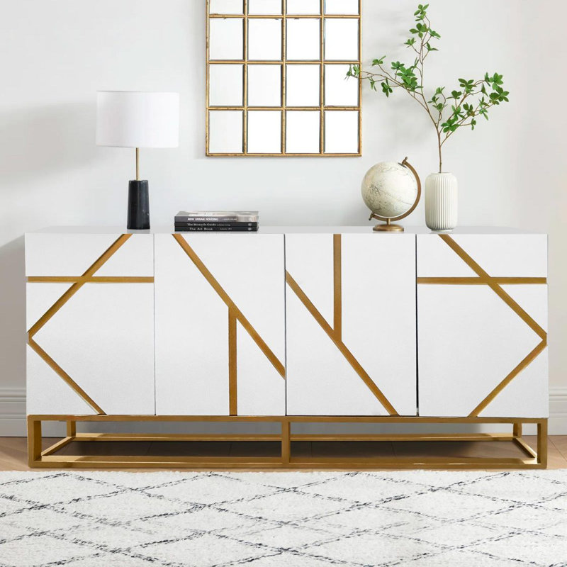 Buffet Timeless avec accent doré - Armoire de salle à manger