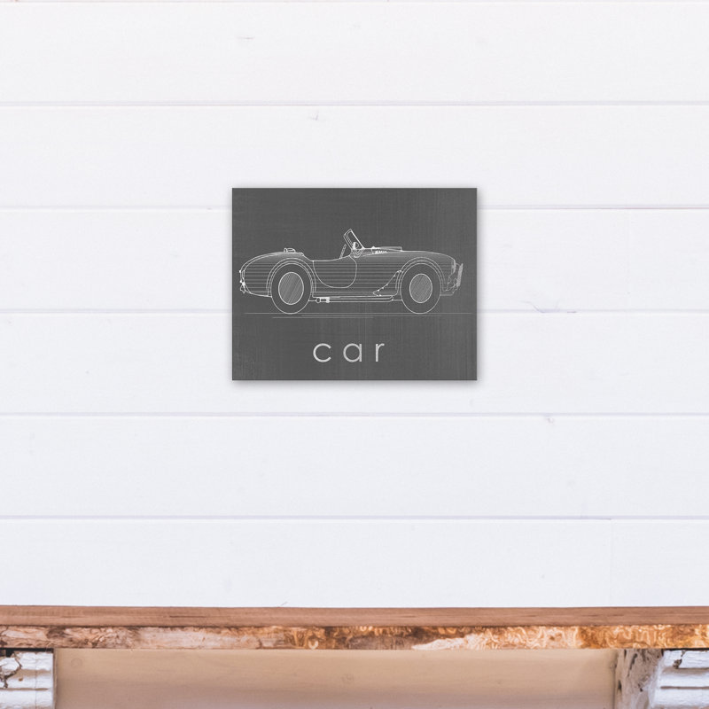 Art sur toile croquis de voiture Flara, H 11 po x l 14 po x P 1,25 po, Gris