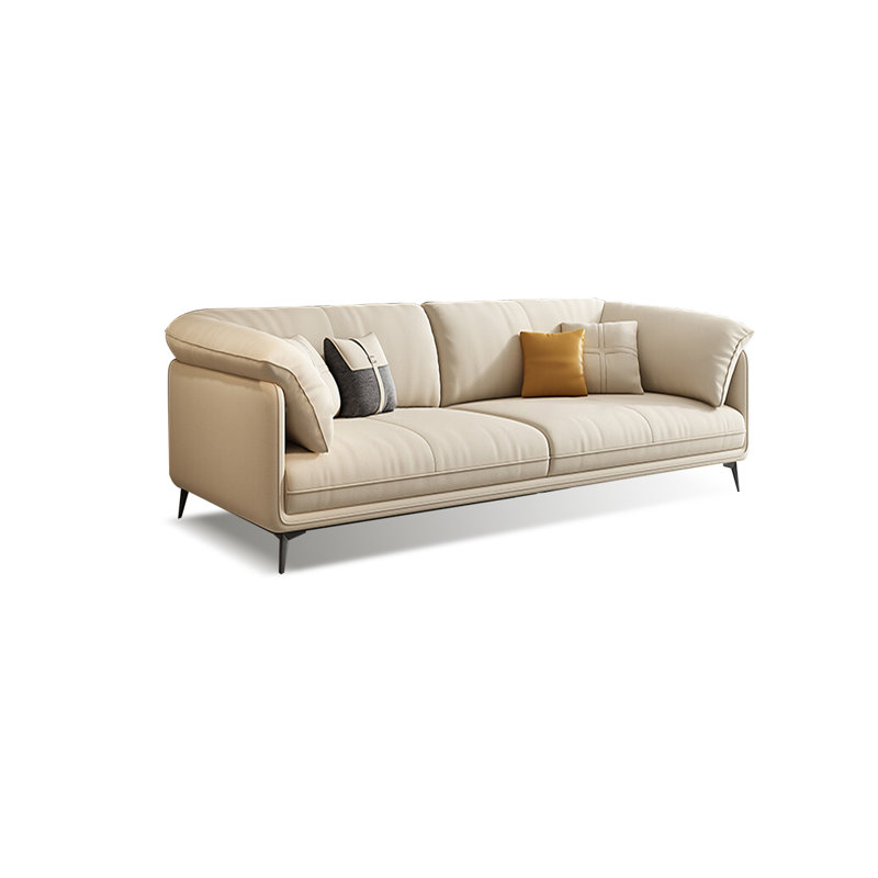 Khaki Polyester Standard Sofa, 33.46" H x 74.8" W x 38.58" D