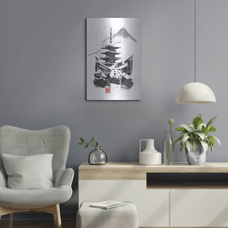 «Fuji San And Temple» par Pechane, H 24 po x l 16 po