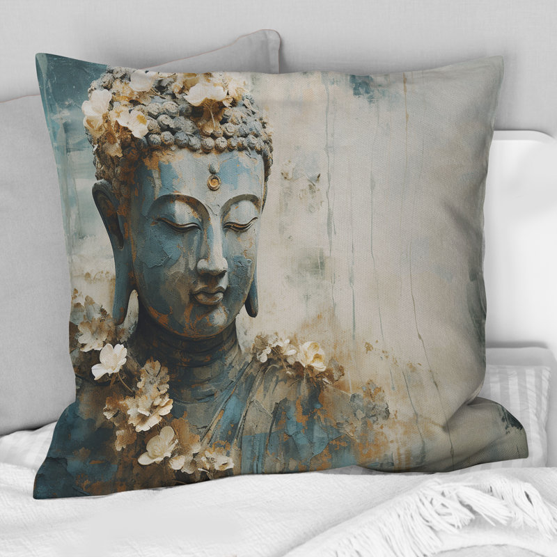 Statue de bouddhisme religieuse - coussin décoratif imprimé bouddhisme
