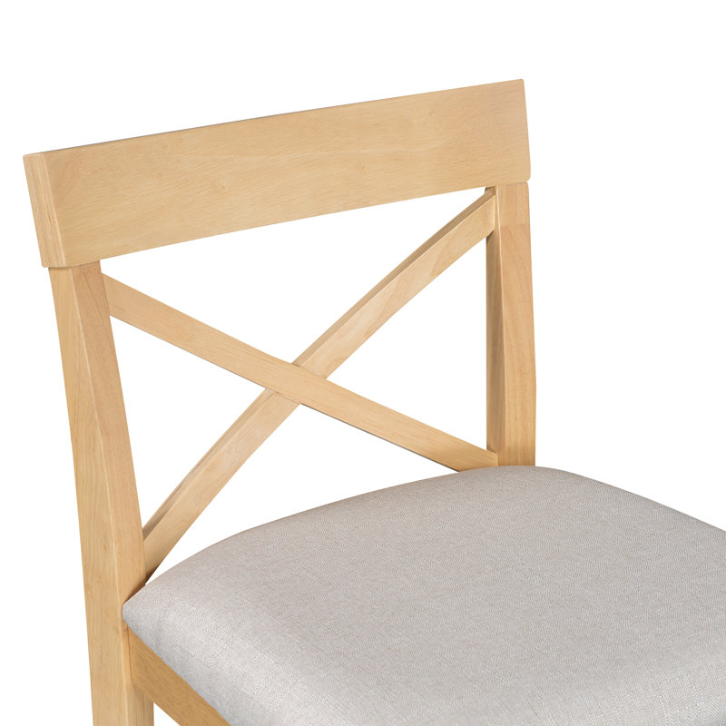 Ensemble de table de réception à hauteur de comptoir avec 2 tabourets, conception compacte et sièges rembourrés, Naturel