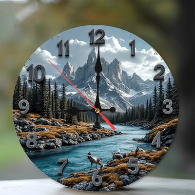 Mountain Lake River Wall Clock Scenic Nature