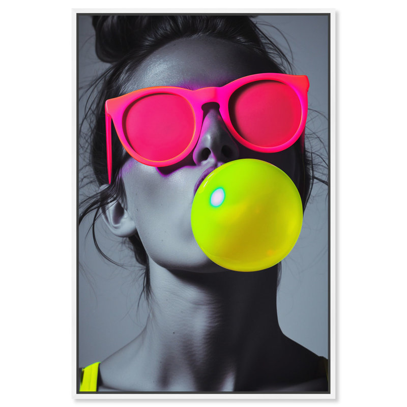 Oliver Gal Bubble One Fashion - Framed Acrylic Glass Wall Art, White