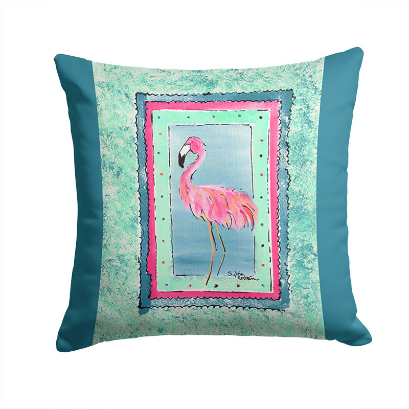 Flamingo Outdoor Square Pillow Cover & Insert, Aqua