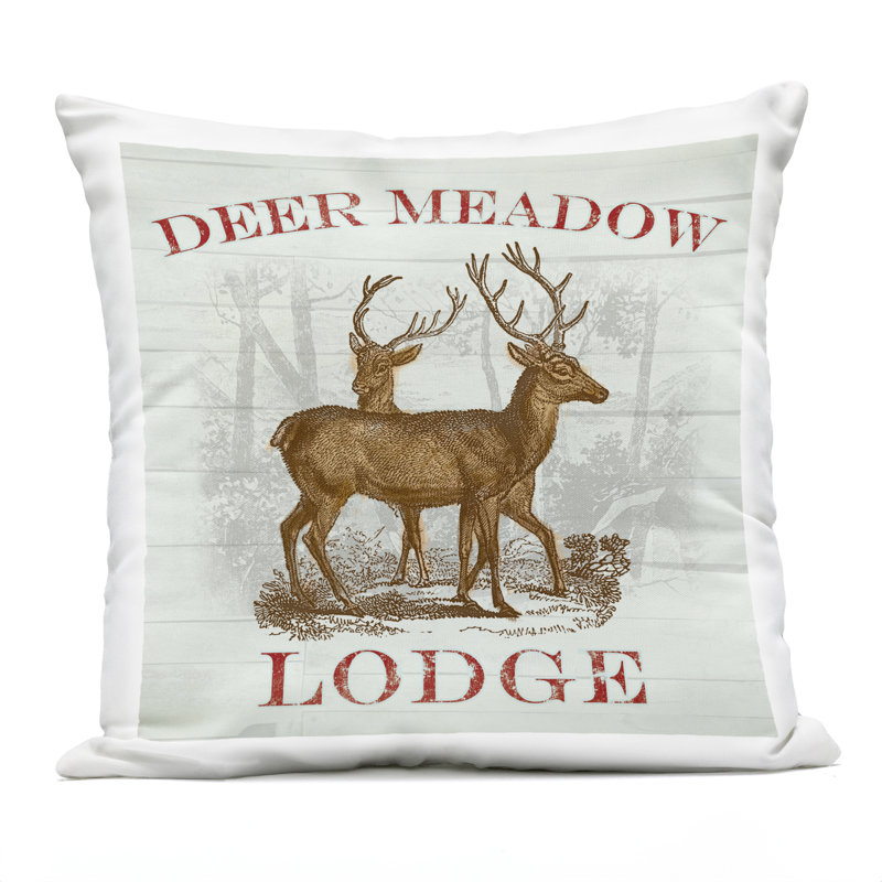 Conception de coussin d'extérieur imprimé Deer Meadow Lodge par Lula Bijoux & co., Cerf brun