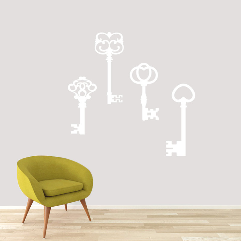 Abstract Non-Wall Damaging Wall Decal, White