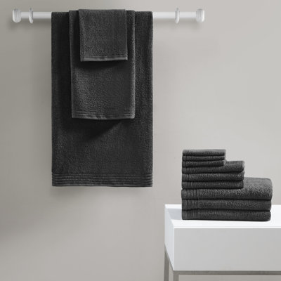Big Bundle Black 100% Cotton Quick Dry 12-Piece Bath Towel Set