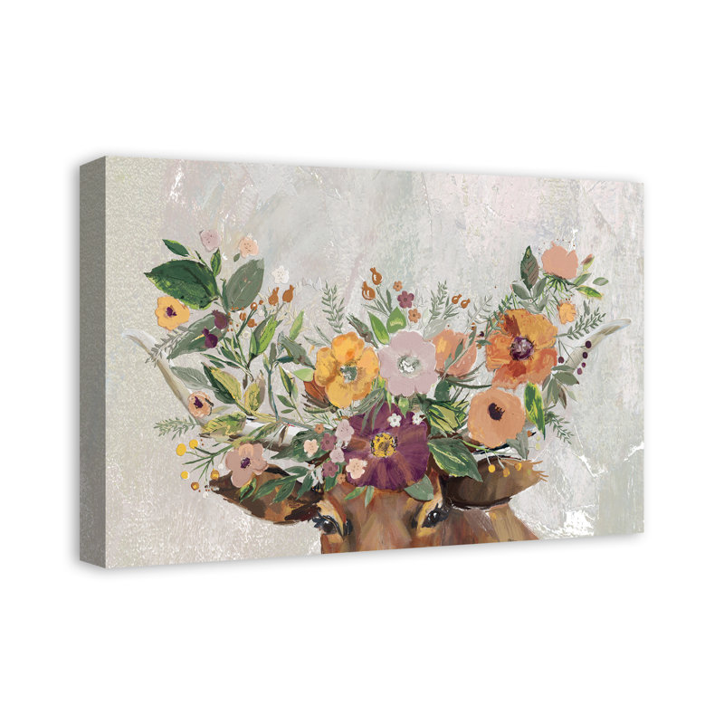 «Steer with Flowers», reproduction sur toile, H 16 po x l 24 po