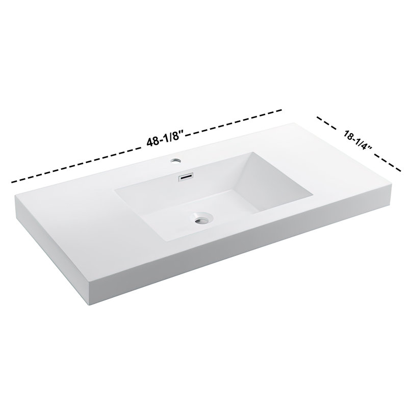 Dowell 48" Rectangular Drop-In Single Bathroom Sink with Overflow