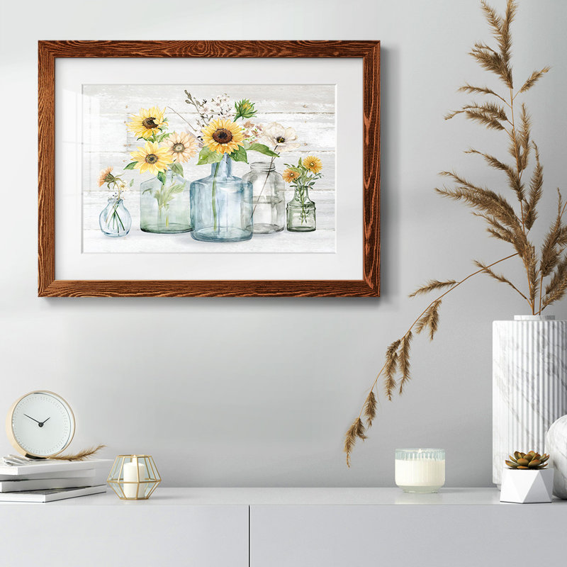 Sunflower Extravaganza, reproduction d'art encadrée, H 18 po x l 26 po x P 1,5 po, Érable