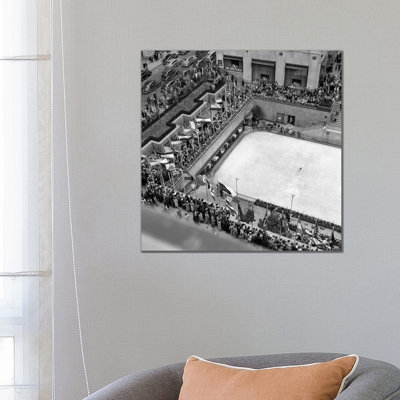 1940s Crowd Watching Skater Rockefeller Center Ice Skating - Wrapped Canvas Print