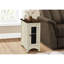Table d'appoint transitionnelle avec rangement: placage blanc antique et brun, tablette fixe à l'intérieur, convient au placage décoratif de la chambre à coucher: rangement étroit, espace polyvalent, facile à nettoyer