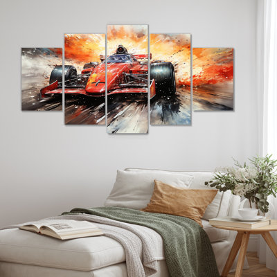 Formule 1 voiture de vitesse Speedway Fury II - ensemble de décorations murales multi-panneaux