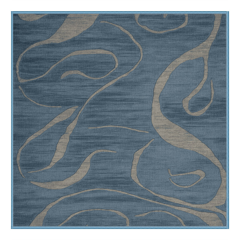 Machine Washable Abstract Blue Area Rug, Square 5'